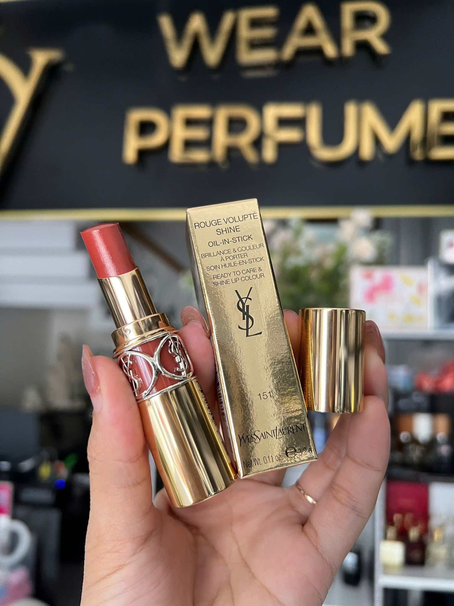  Son Yves Saint Laurent YSL Rouge Volupté Shine 151 Orange Caraco - Màu Cam Nude 