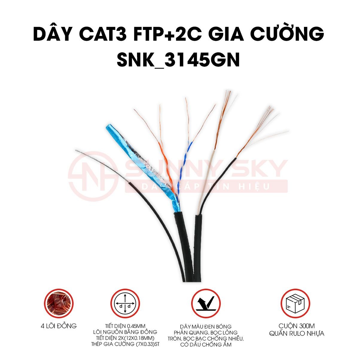 DÂY CAT3 FTP GIA CƯỜNG KÈM NGUỒN (SNK_3415GN) – P&S Việt Nam