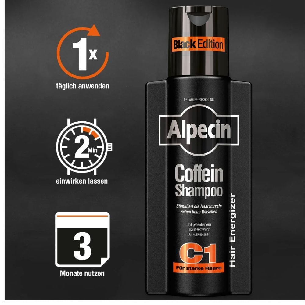 Dầu gội kích thích mọc tóc nam Alpecin Coffein Shampoo C1 Black Editio Hàng Đức Little Germany