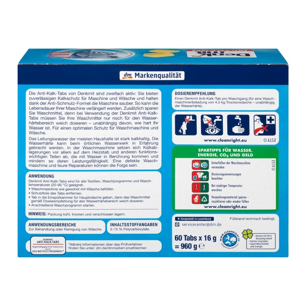  Viên vệ sinh lồng giặt Denkmit, diệt khuẩn, tẩy cặn caxni và mảng bám - Hộp 60 viên 