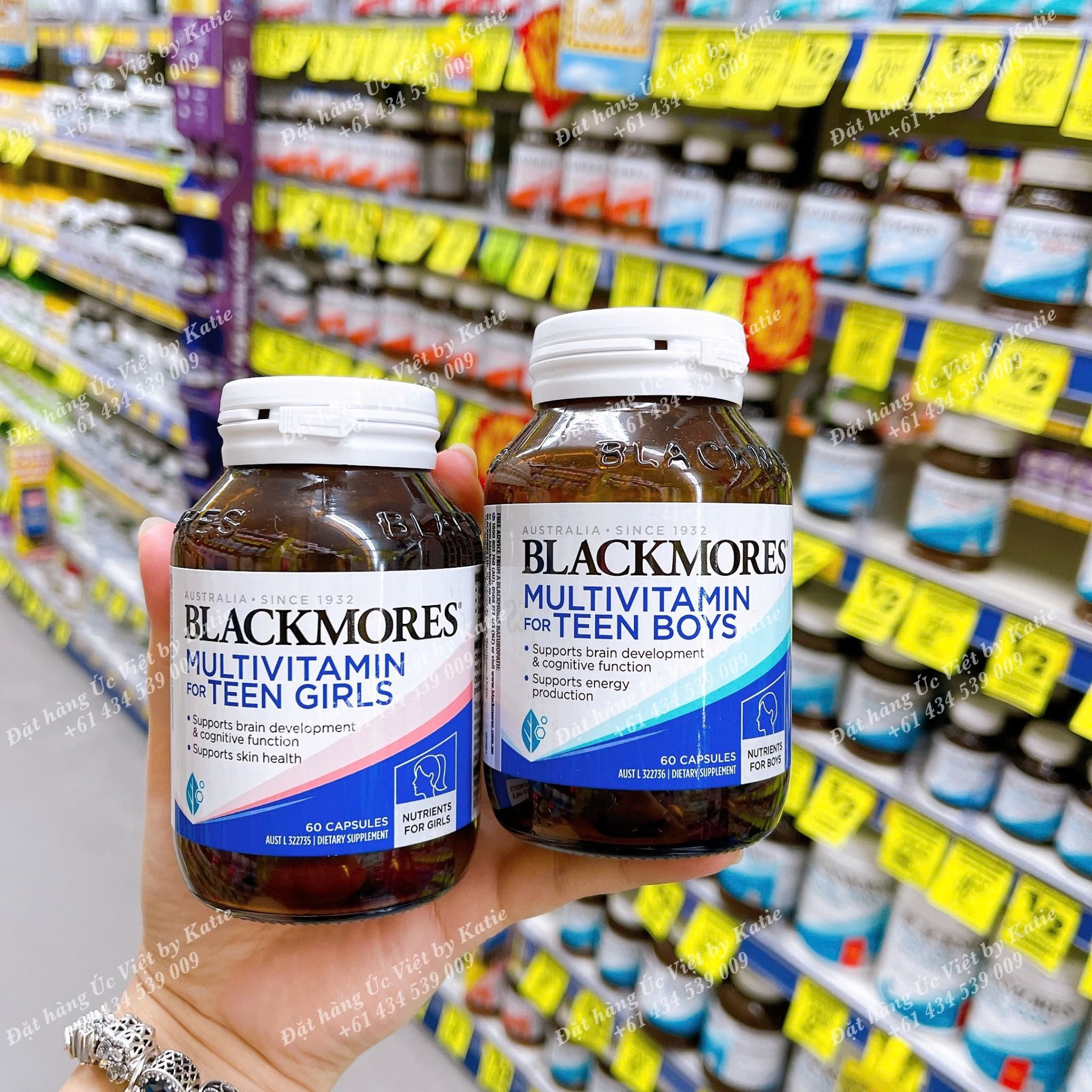  [ORDER 2W ĐÁP] Vitamin tổng hợp kết hợp bổ não cho trẻ từ 12 tuổi đến 19 tuổi hộp 60 viên Blackmores Multivitamin for Teen 60 Capsules 