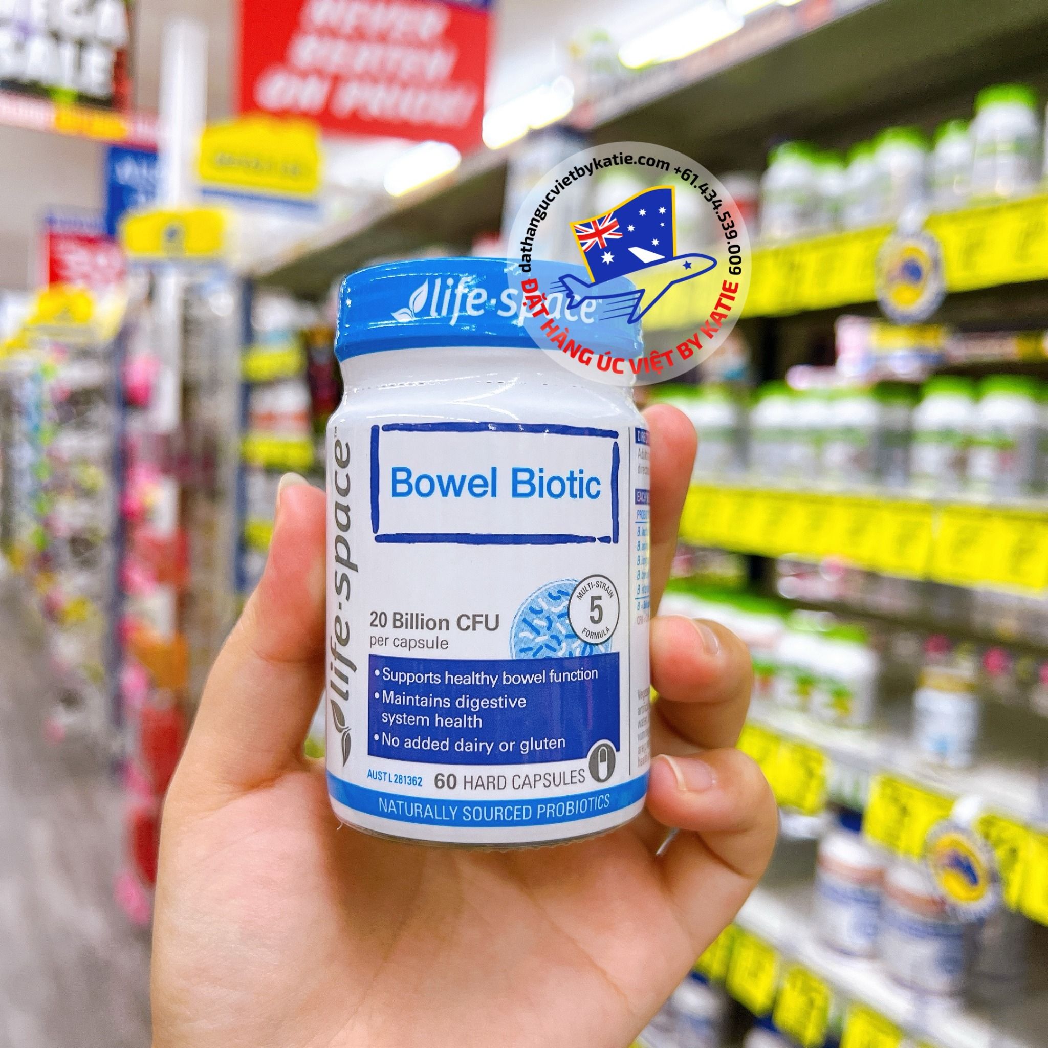  Men vi sinh hỗ trợ lợi khuẩn đường ruột và hệ tiêu hóa Life Space Bowel Biotic 60 viên nang 