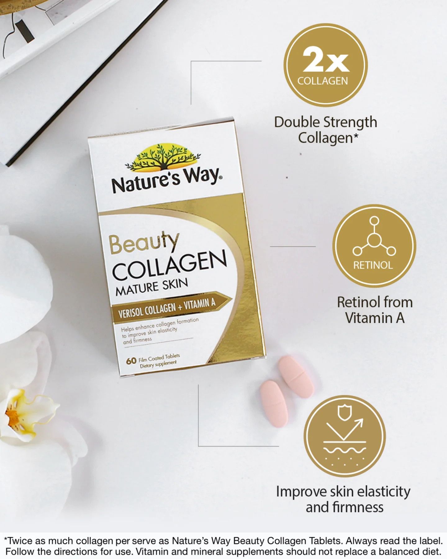 Viên uống Collagen dành cho da lão hóa sớm Nature's Way Beauty Collagen Mature Skin 60 Tablets 