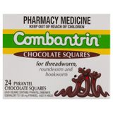  Thuốc tẩy giun socola Combantrin Chocolate Squares 24 (4 vỉ x 6 ô vuông/vỉ) 