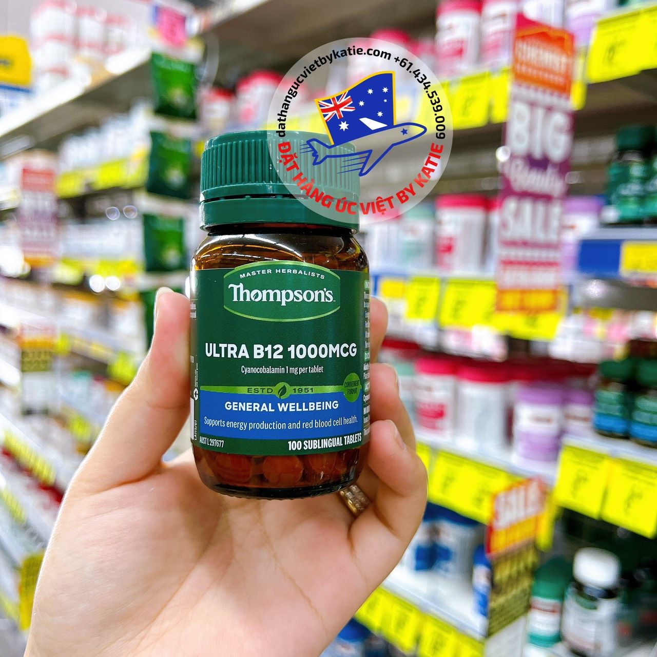  Viên uống hỗ trợ sức khỏe chung Thompson’s Ultra B12 1000mcg 100 viên 