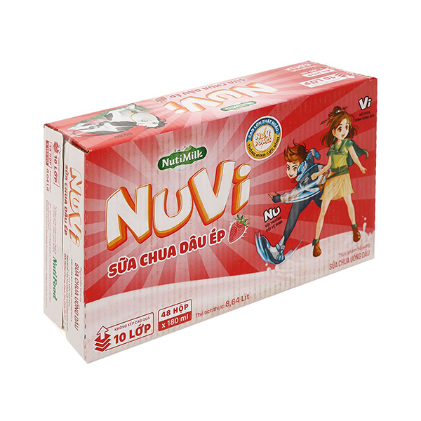 Sữa Chua Uống Nuvi Hương Dâu Ép 180ml