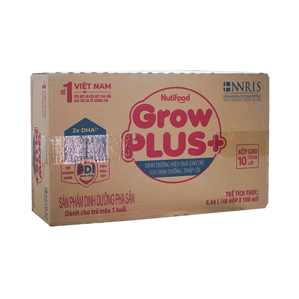 Sữa Dinh Dưỡng Pha Sẵn NutiFood Grow Plus+ Vani 180ml