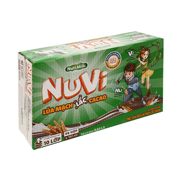 Sữa Nuvi Lúa Mạch Lắc Cacao 180ml