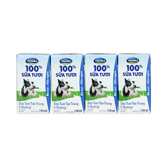 Sữa Tươi Tiệt Trùng Vinamilk Ít Đường 110ml