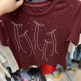  Áo thun đính đá form ngắn 