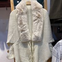  ÁO  CHOÀNG LEN CỔ LÔNG THỎ 