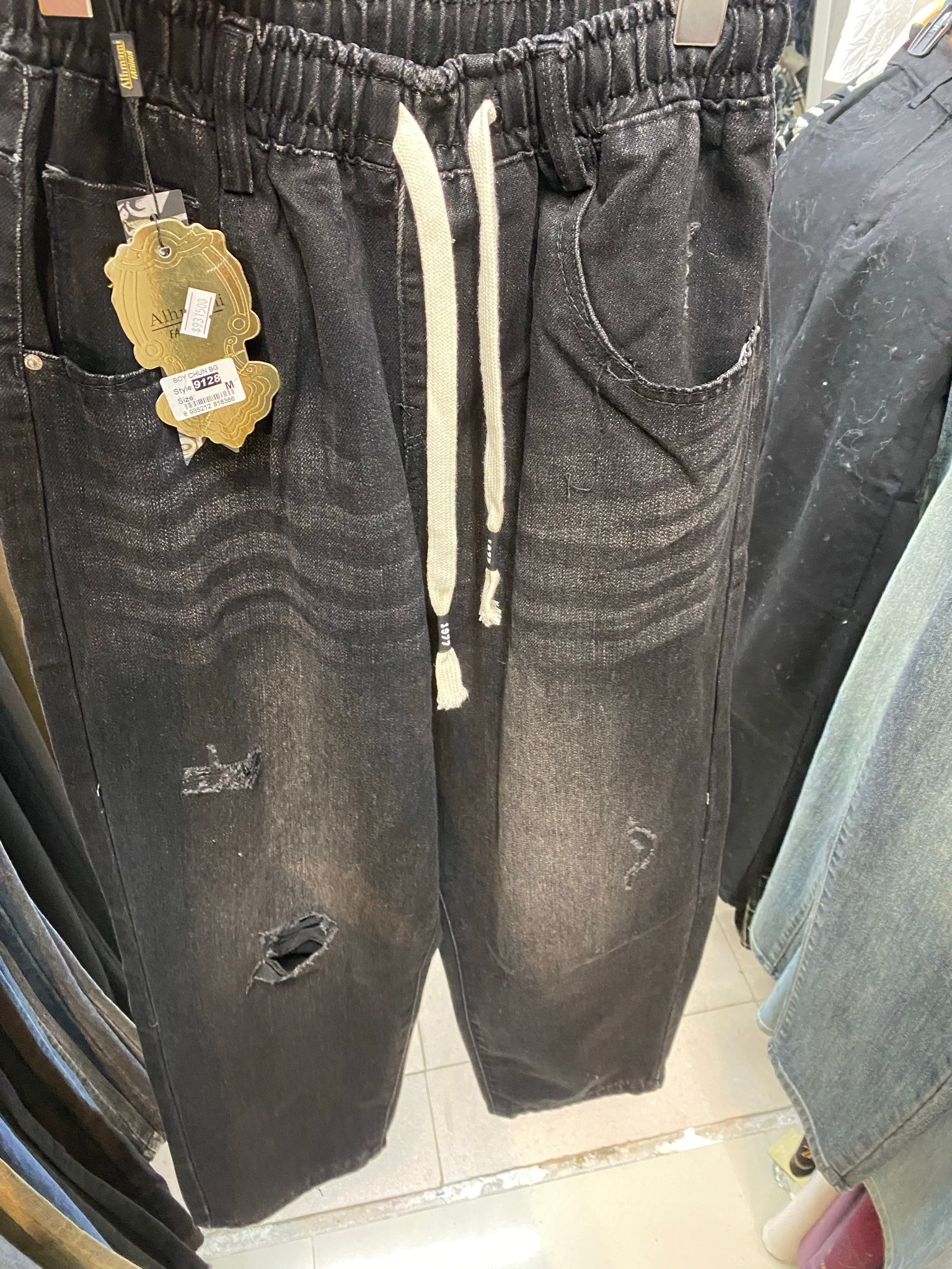  Quần jean baggy lưng chun 