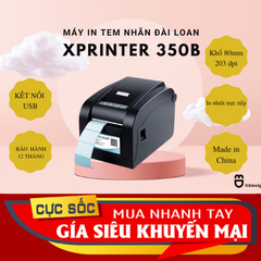 Máy in mã vạch Xprinter 350B in tem trà sữa, tem nhãn sản phẩm