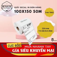 Cuộn 50m Giấy In Đơn Hàng Khổ A6 (100x150mm) - Decal Nhiệt - Giấy In Mã Vạch Tem Nhãn 100x150mm