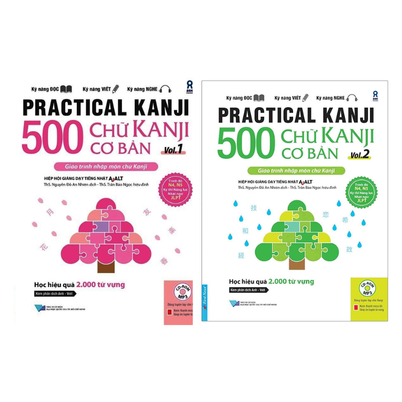  500 Chữ Kanji Cơ Bản (Vol.1 + Vol.2) (Tặng Kèm QR) 