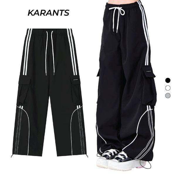  Quần Dù Phối Sọc Karants Local Brand Túi Hộp Ống Rộng Hot Trend - KQ08 