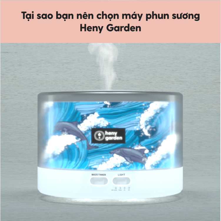 [TẶNG KÈM TINH DẦU] Máy Khuếch Tán Tinh Dầu Phun Sương Heny Garden