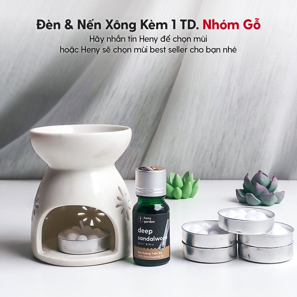 Đèn Xông Tinh Dầu Gốm Bằng Nến Làm Thơm Phòng HENY GARDEN