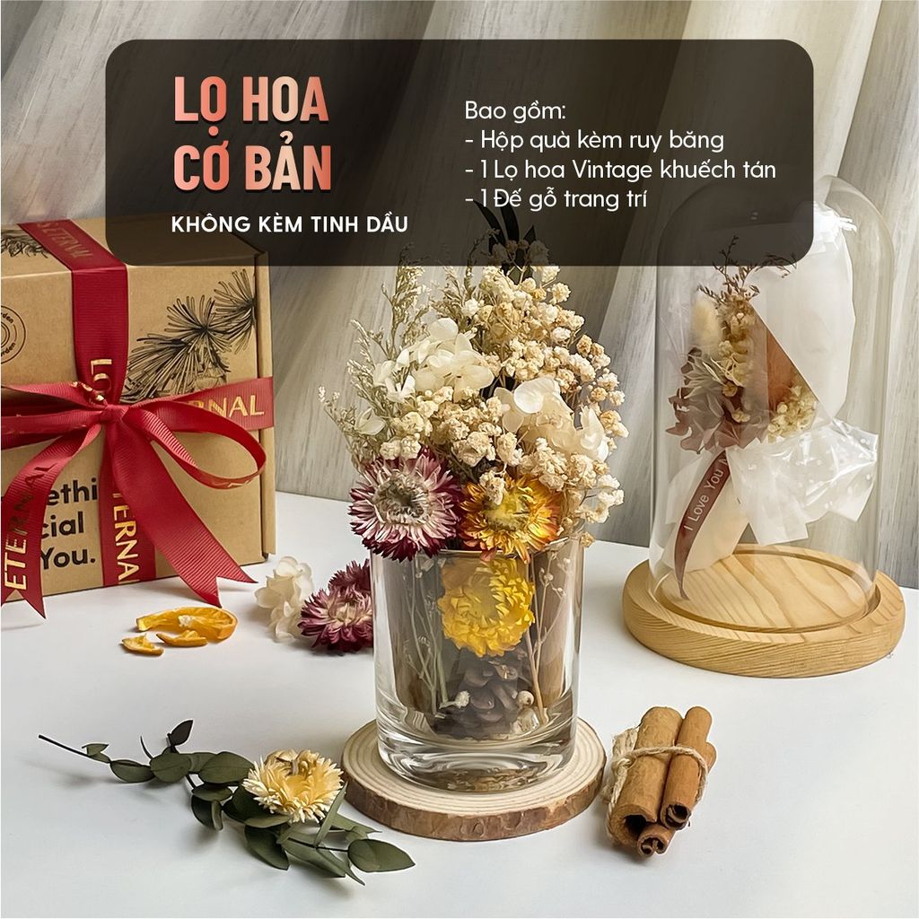 Lọ Hoa Khô Thơm Phòng Khuếch Tán Tinh Dầu Phong Cách Vintage HENY GARDEN