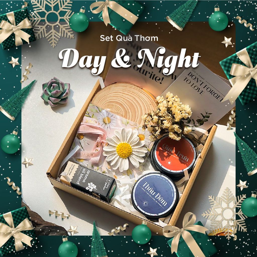 Set Quà Tặng Sinh Nhật Bạn Nữ, Bạn Trai Nến Thơm DAY & NIGHT Heny Garden