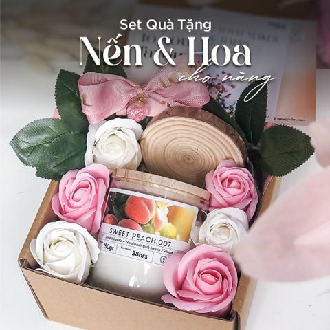 Set Quà Tặng 8/3 20/10 Nến Thơm và Hoa HENY GARDEN