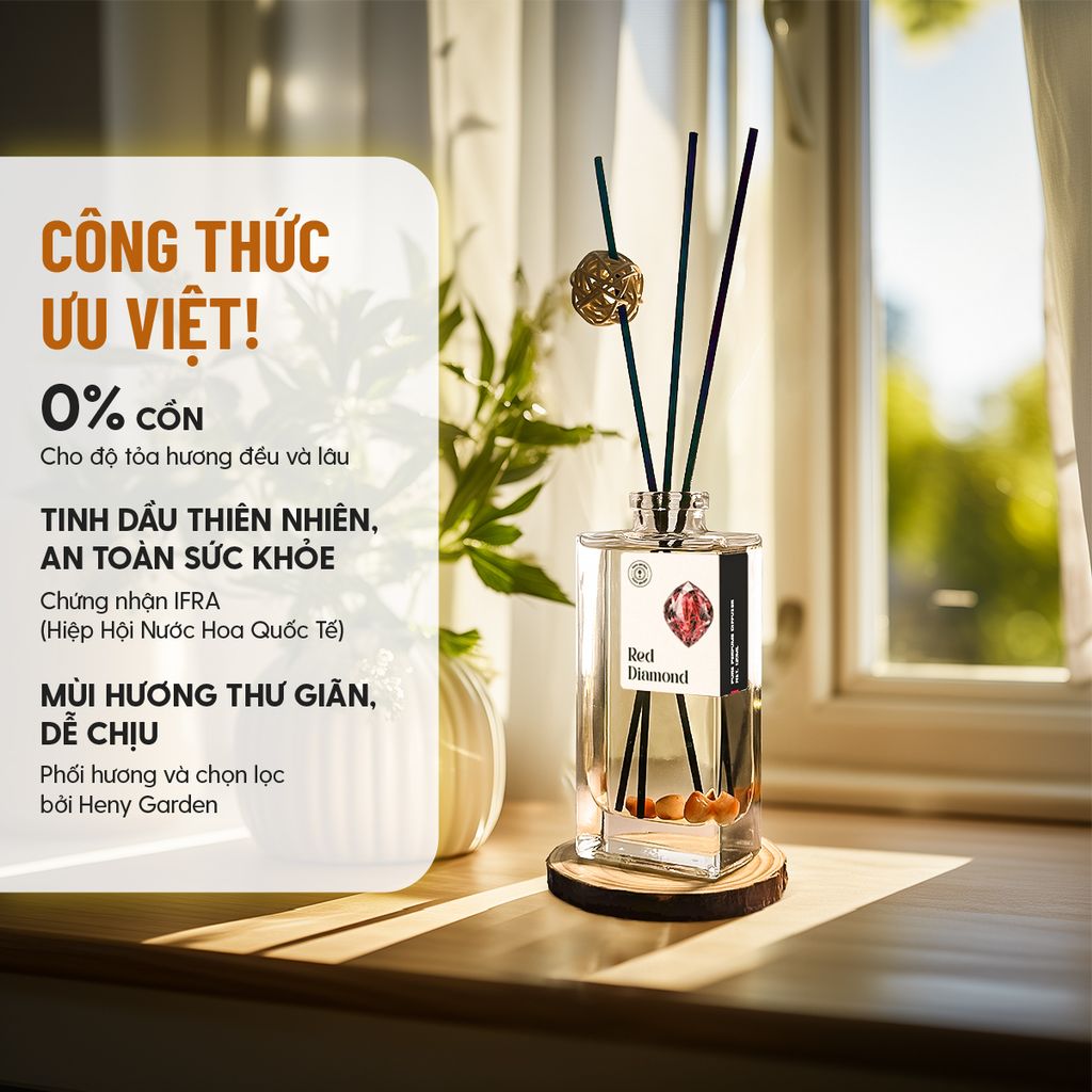 Bộ Tinh Dầu Khuếch Tán Thơm Phòng Cắm Que HENY GARDEN Thay Thế Máy Xông