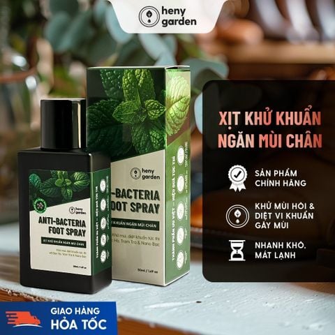 Xịt Hôi Chân, Khử Mùi Giày Chiết Xuất Tràm Trà & Nano Bạc HENY GARDEN 50mL Giúp Khử Mùi, Khử Khuẩn Nhanh Chóng