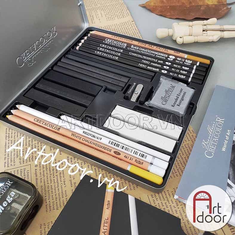 Cretacolor Wolf Box ( Black & White ) Charcoal Set