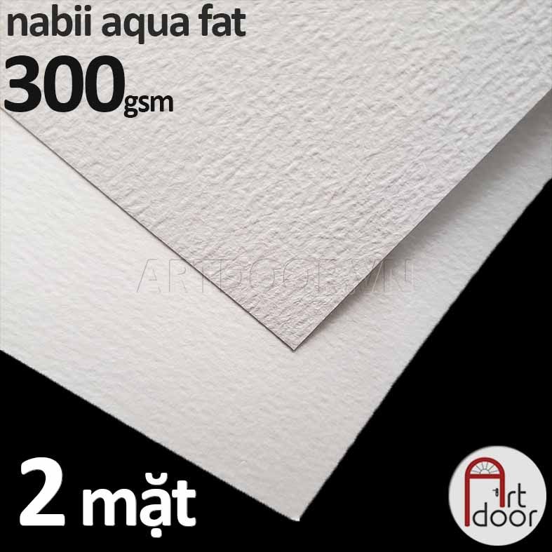  Giấy vẽ màu nước NABII Aqua Fat 55% Cotton dày 300gsm (vân nổi Cold) - Newbie (8 tờ) 