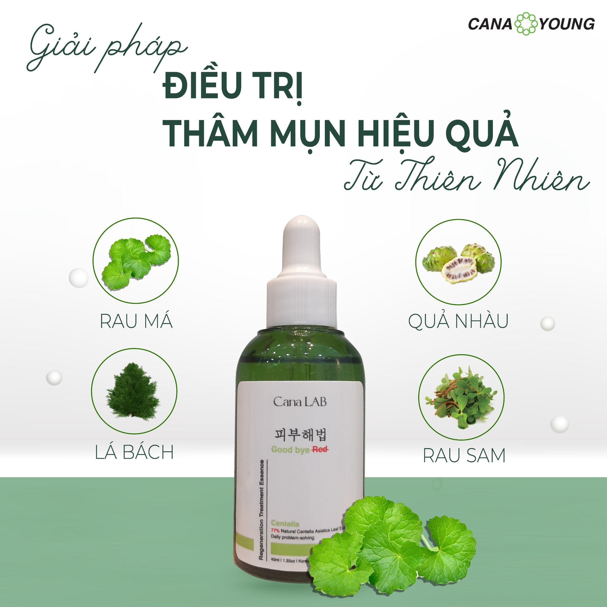  Tinh chất rau má làm dịu da, phục hồi và mờ vết thâm Cana LAB Centella Good bye RED Regeneration Treatment Essence 