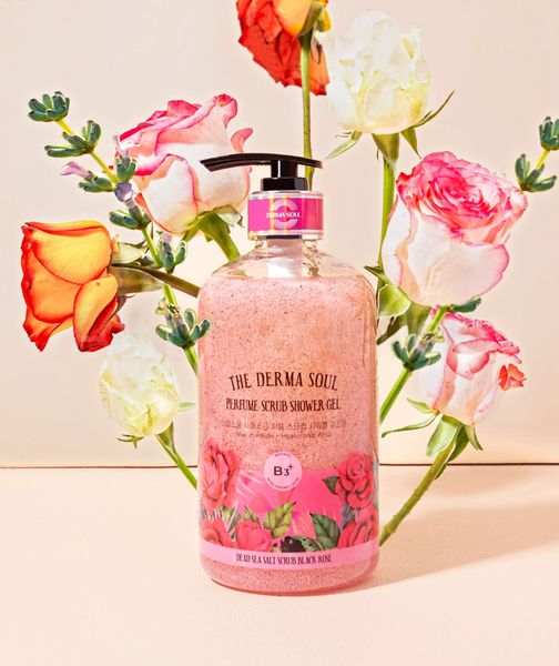  Sữa tắm nước hoa Derma Soul tẩy tế bào chết muối biển hương Hoa hồng đen 500ml 
