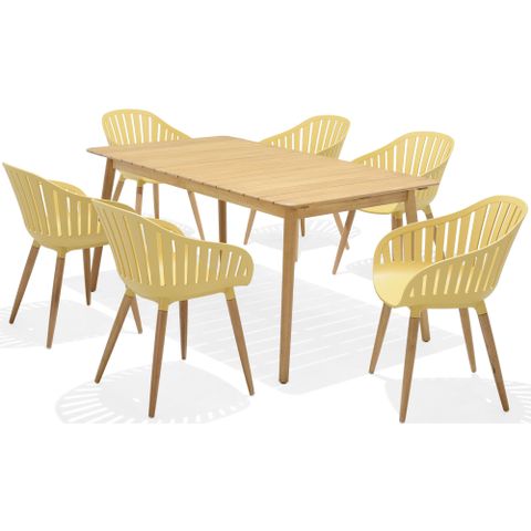  Bộ Bàn Ghế Ăn Ngoài Trời 6 Ghế Cafe 1 Bàn Chữ Nhật - Đa Dạng Màu Sắc - NASSAU 