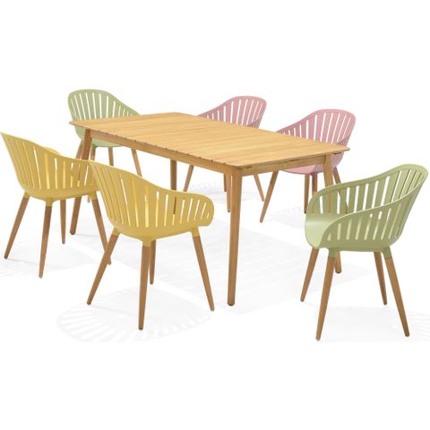  Bộ Bàn Ghế Ăn Ngoài Trời 6 Ghế Cafe 1 Bàn Chữ Nhật - Đa Dạng Màu Sắc - NASSAU 