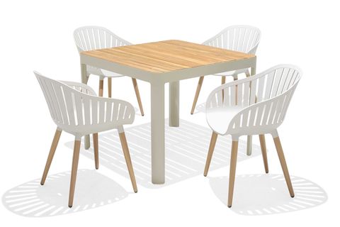  Bộ Bàn Ghế Cafe Ngoài Trời 4 Ghế Nhựa Tái Chế/ 1 Bàn - PORTALS NASSAU 95/ Light 