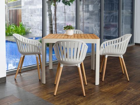  Bộ Bàn Ghế Cafe Ngoài Trời 4 Ghế Nhựa Tái Chế/ 1 Bàn - PORTALS NASSAU 95/ Light 