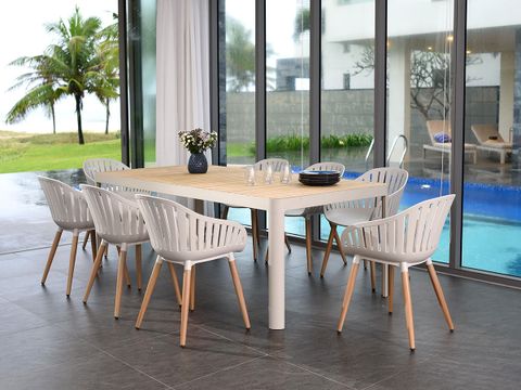  Bộ Bàn Ghế Ăn Ngoài Trời 8 Ghế Nhựa Tái Chế/ 1 Bàn Dài Chữ Nhật - PORTALS NASSAU 209/ Light 