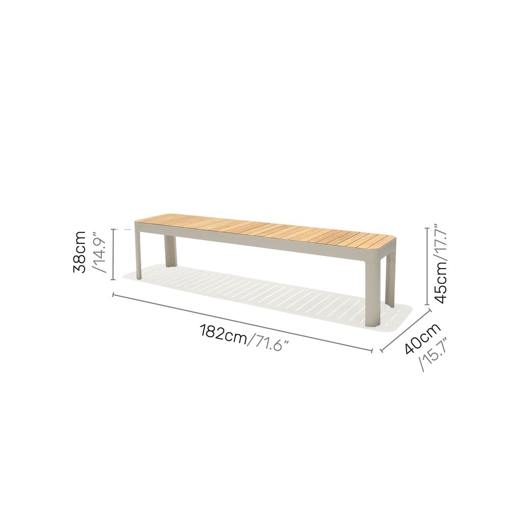 Bộ bàn ghế ăn ngoài trời - Bàn dài chữ nhật 210 - 2 Ghế băng 182 PORTALS