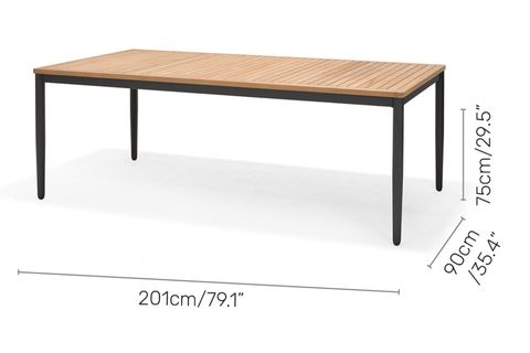  BỘ BÀN GHẾ ĂN NGOÀI TRỜI CHỮ NHẬT MẶT GỖ TEAK 6 GHẾ - TOPAZ 201 