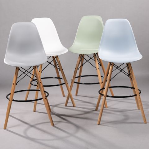  GHẾ QUẦY BAR NHỰA ĐÚC CHÂN GỖ 