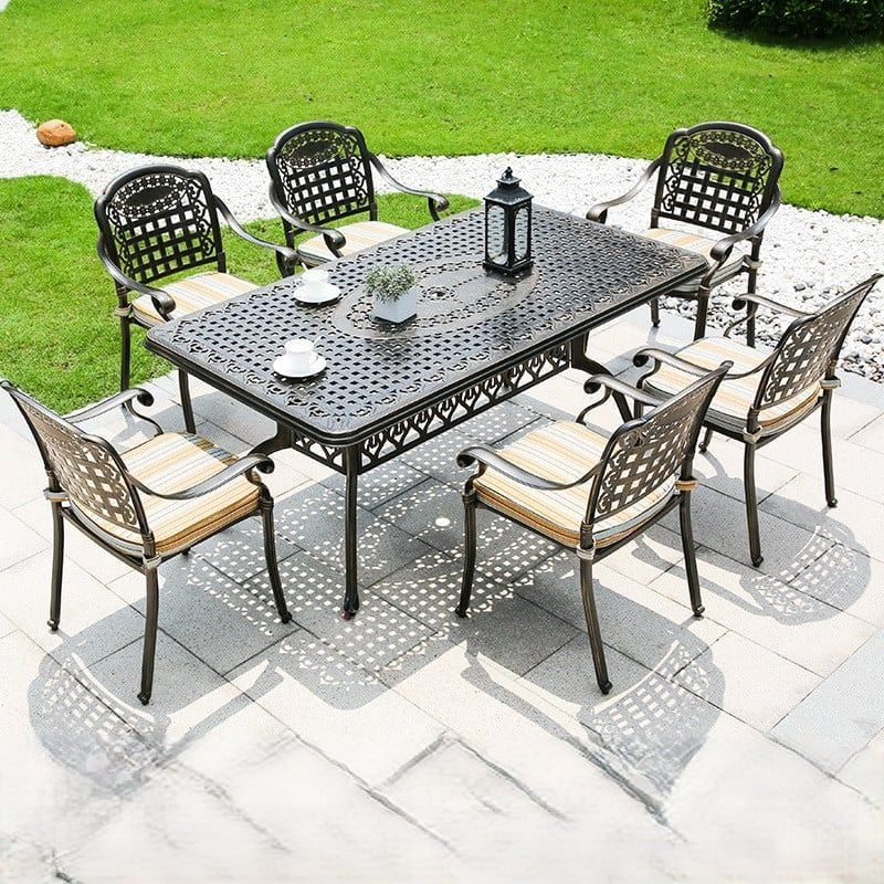 Bộ bàn ghế nhôm đúc nhập khẩu (1 bàn D175 và 6 ghế)