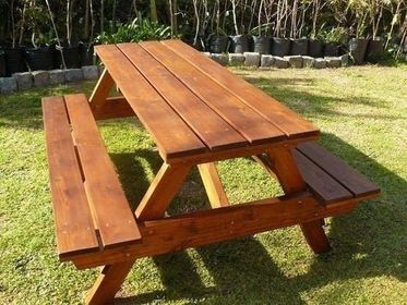  Bộ Bàn Ghế Ngoài Trời 1 Bàn Dài 2 Băng Ghế Cố Định - Gỗ Chò Chỉ Tự Nhiên 