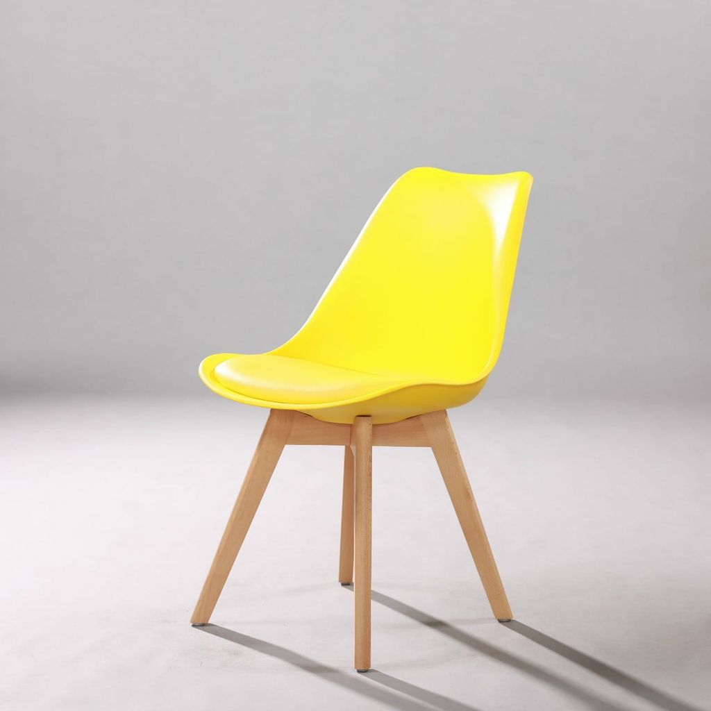 GHẾ CAFE NHỰA NGUYÊN SINH BỌC NỆM PU CHÂN GỖ