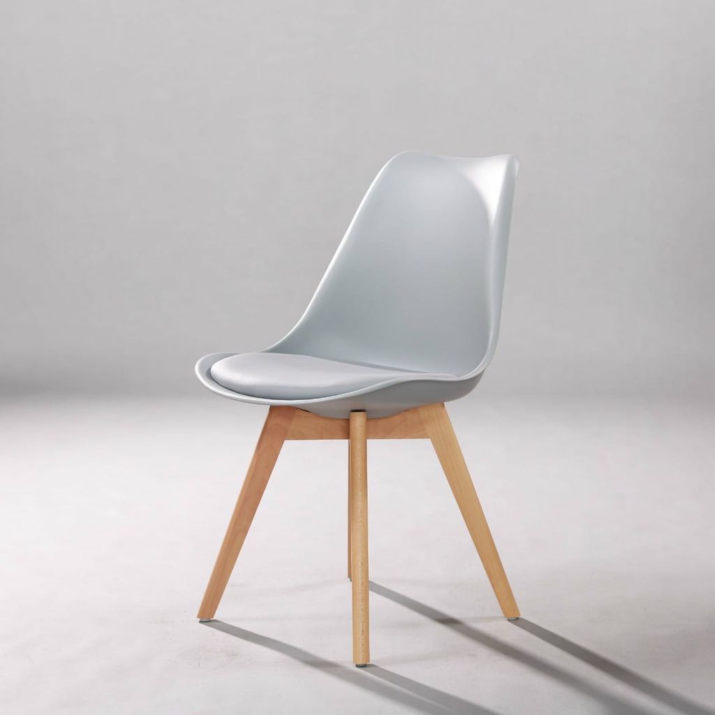 GHẾ CAFE NHỰA NGUYÊN SINH BỌC NỆM PU CHÂN GỖ