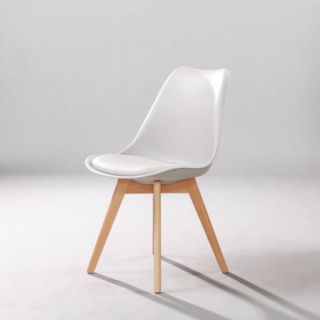 GHẾ CAFE NHỰA NGUYÊN SINH BỌC NỆM PU CHÂN GỖ