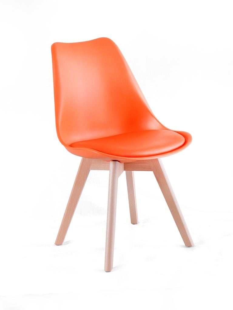 GHẾ CAFE NHỰA NGUYÊN SINH BỌC NỆM PU CHÂN GỖ