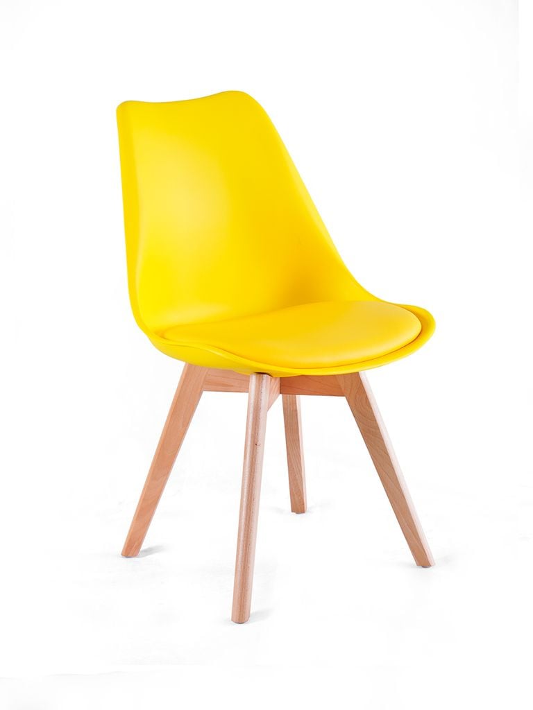 GHẾ CAFE NHỰA NGUYÊN SINH BỌC NỆM PU CHÂN GỖ