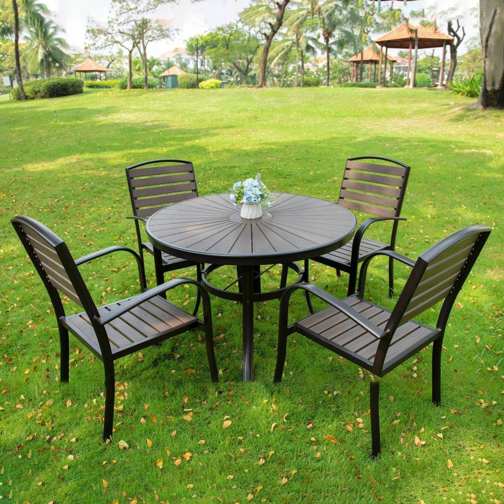 Bộ bàn tròn 105 - 4 ghế composite nhập khẩu