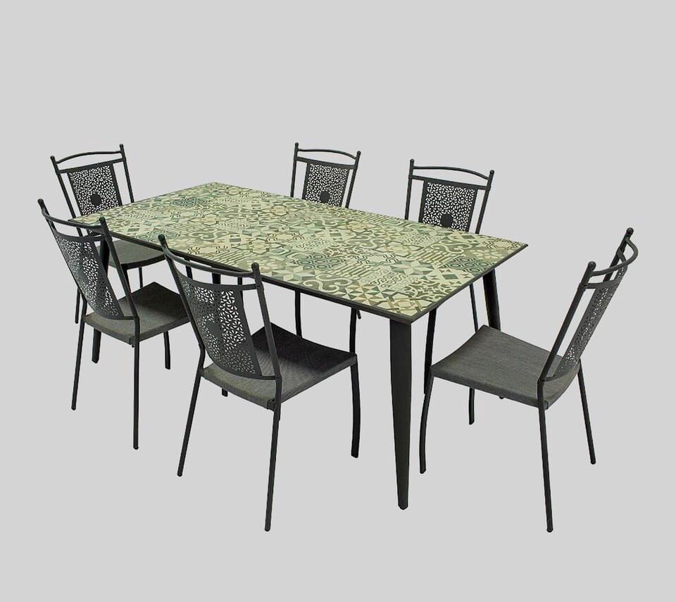 BÀN ĂN CN MẶT GẠCH HỌA TIẾT 182