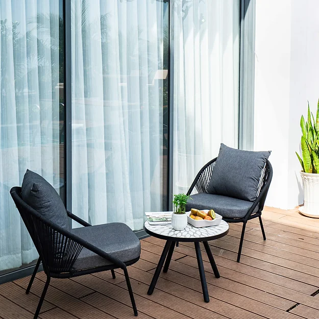 BỘ BÀN GHẾ CAFE THƯ GIÃN SẮT ĐAN DÂY