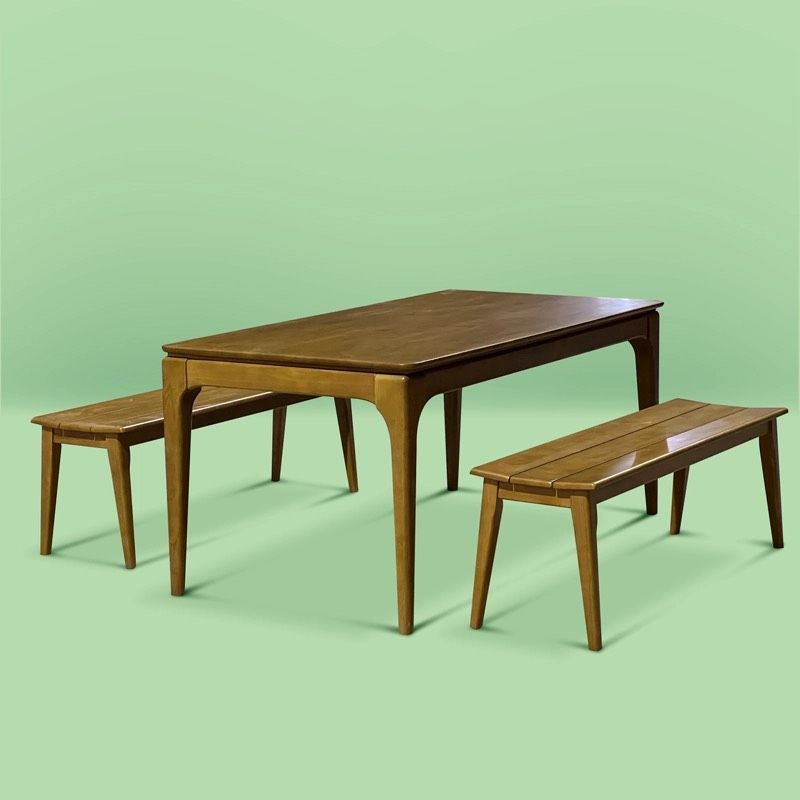 Bộ Bàn Ghế Gỗ Ngoài Trời 1 Bàn 2 Băng Ghế - Gỗ Cao Su Tự Nhiên